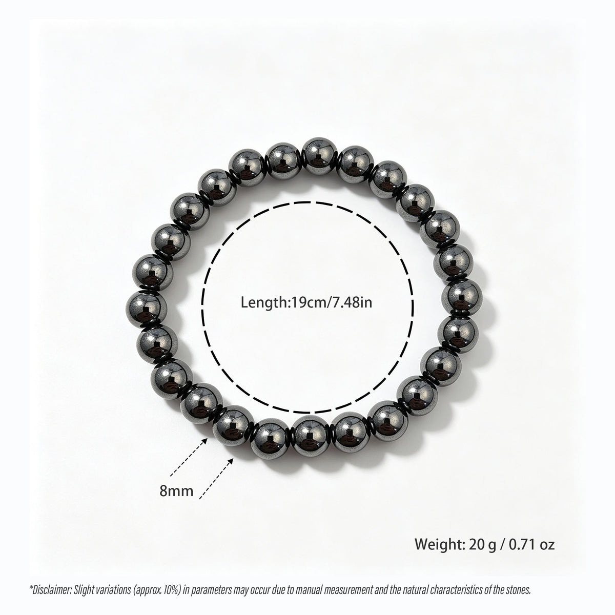 Gunmetal Hematite Stretch Bracelet (8mm)