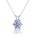 Classic 1.0ct round brilliant moissanite solitaire pendant necklace in 925 sterling silver front view