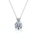 Tiered two-stone moissanite drop pendant necklace in 925 sterling silver front view