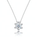 1.0ct round moissanite floating slide pendant necklace with rounded bead prongs front view