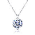 1.0ct round moissanite solitaire pendant necklace with architectural 2-prong setting front view