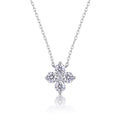 Lucky four-leaf clover moissanite cluster pendant necklace in 925 sterling silver front view