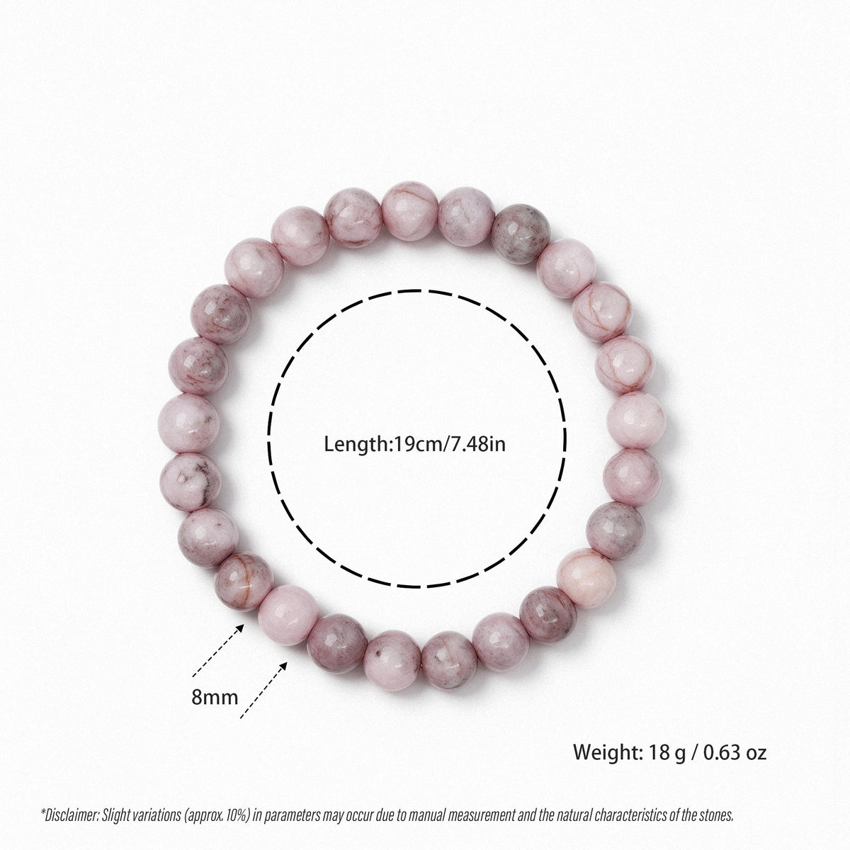 Pink Zebra Stone Stretch Bracelet (8mm)
